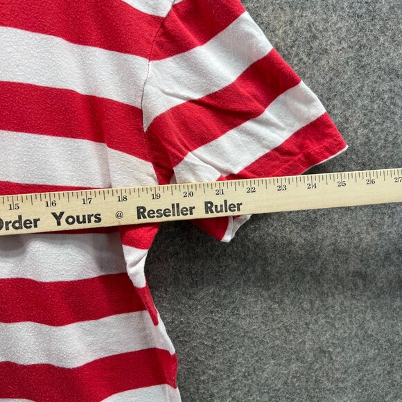 Budweiser PacSun Shirt Women Small Red White Striped Crewneck Embroidered Logo T - Picture 3 of 11